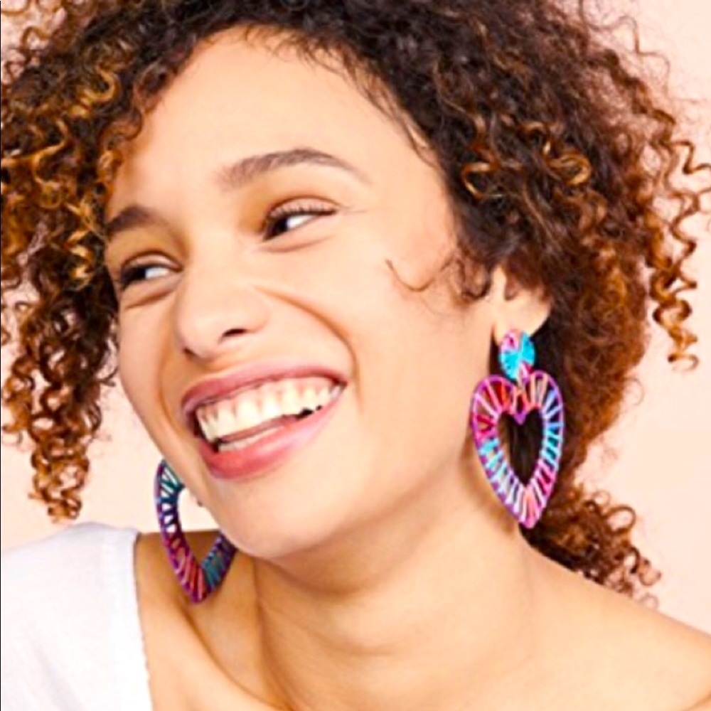 BaubleBar Regina Raffia Heart Earrings